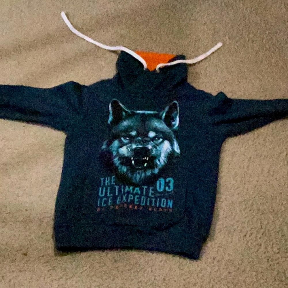Navy Wolf Expedition Kids Hoodie